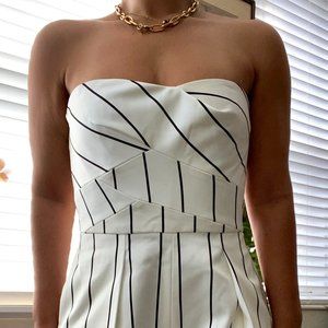 Black and White Corset and Pleated Jumpsuit